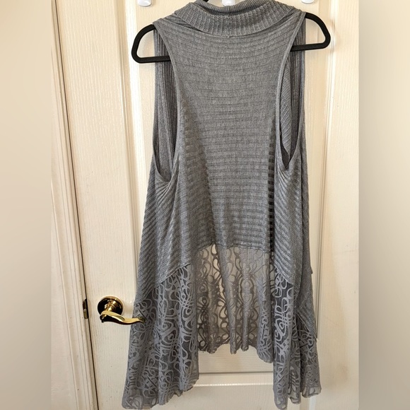 Grace & Lace flip two fit knit vest cardigan sweater shawl waterfall grey OS - Picture 5 of 9